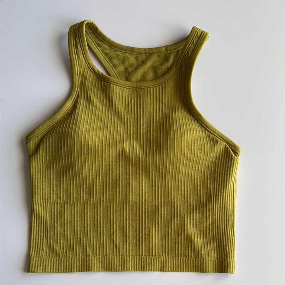 Lululemon Athletica Ebb to Street Cropped Racerback Tan